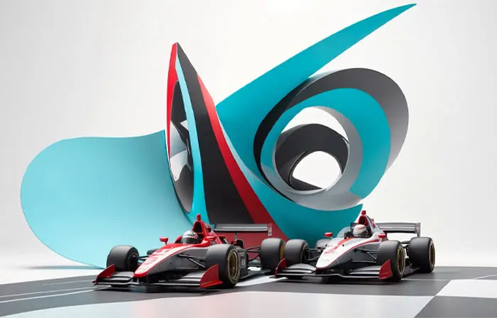 Futuristic Racing Car 3D Picture Cartoon Illustration
